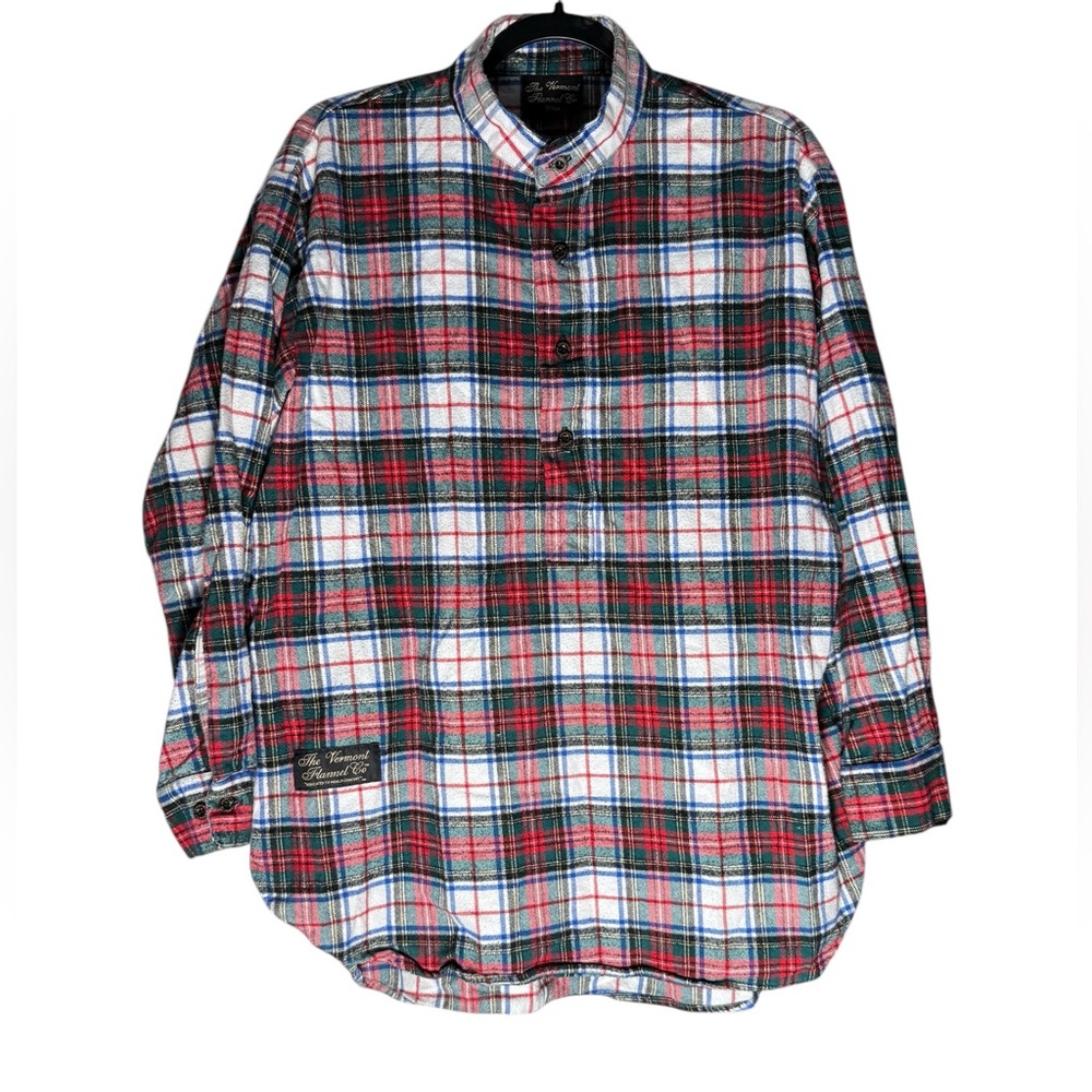 The Vermont Flannel Co. Size Small Henley Plaid Flannel Shirt Top Red White
